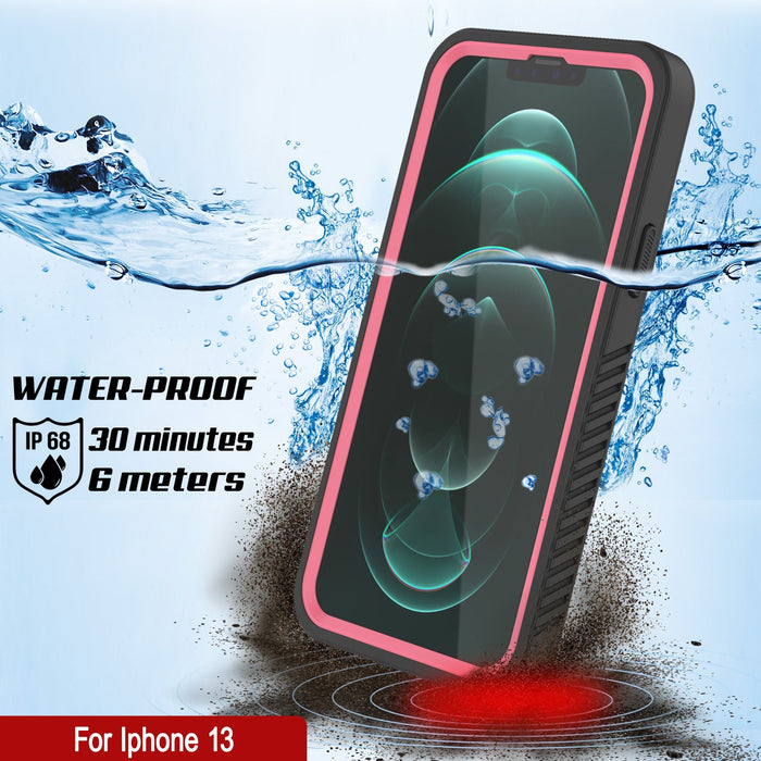 iPhone 13  Waterproof Case, Punkcase [Extreme Series] Armor Cover W/ Built In Screen Protector [Pink] (Color in image: Black)