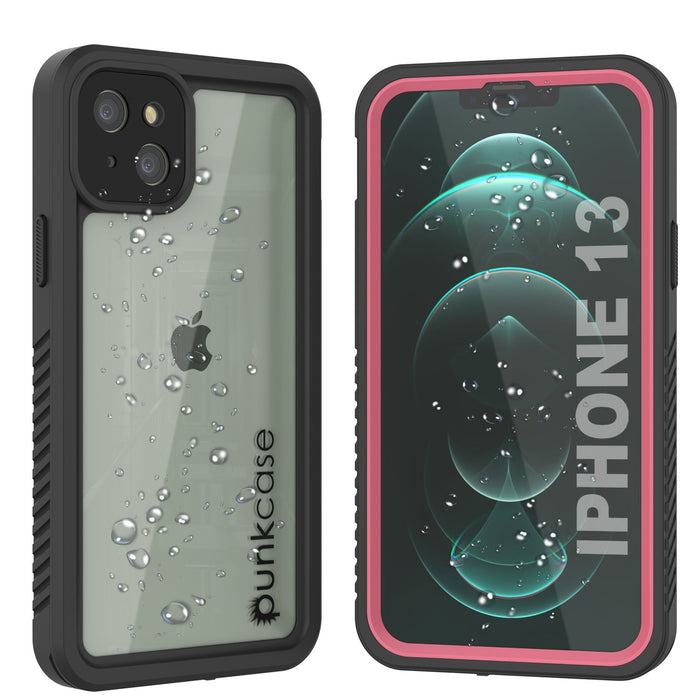 iPhone 13  Waterproof Case, Punkcase [Extreme Series] Armor Cover W/ Built In Screen Protector [Pink] (Color in image: Pink)