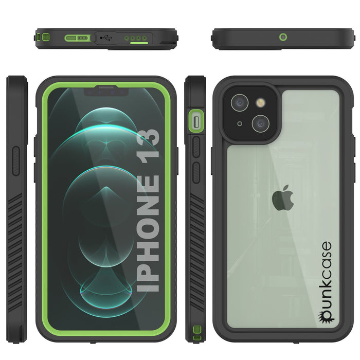 iPhone 13  Waterproof Case, Punkcase [Extreme Series] Armor Cover W/ Built In Screen Protector [Light Green] (Color in image: Red)