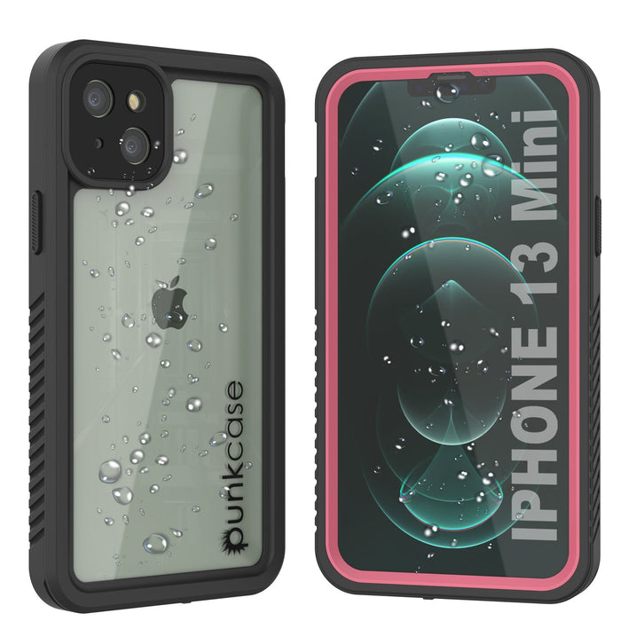 iPhone 13 Mini  Waterproof Case, Punkcase [Extreme Series] Armor Cover W/ Built In Screen Protector [Pink] (Color in image: Pink)