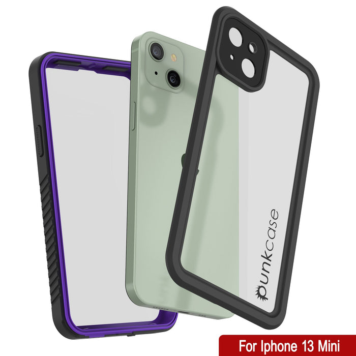 iPhone 13 Mini  Waterproof Case, Punkcase [Extreme Series] Armor Cover W/ Built In Screen Protector [Purple] (Color in image: Light Green)