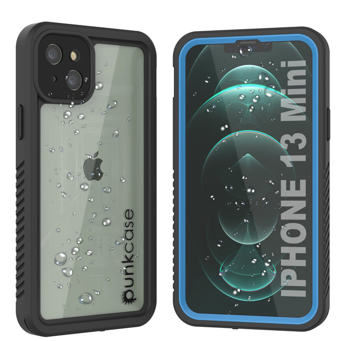 iPhone 13 Mini  Waterproof Case, Punkcase [Extreme Series] Armor Cover W/ Built In Screen Protector [Light Blue] (Color in image: Light Blue)