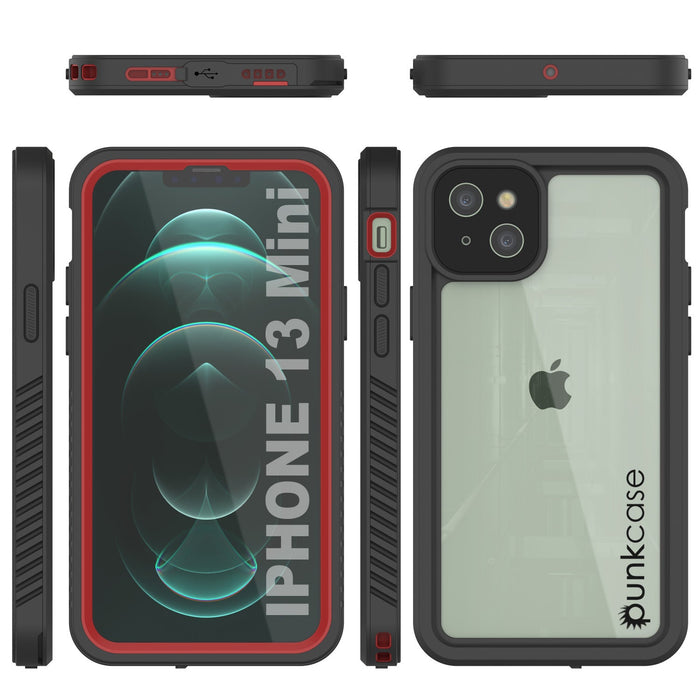 iPhone 13 Mini  Waterproof Case, Punkcase [Extreme Series] Armor Cover W/ Built In Screen Protector [Red] (Color in image: Teal)