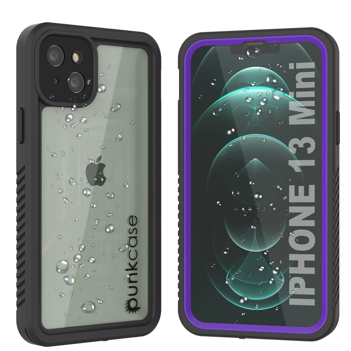 iPhone 13 Mini  Waterproof Case, Punkcase [Extreme Series] Armor Cover W/ Built In Screen Protector [Purple] (Color in image: Purple)