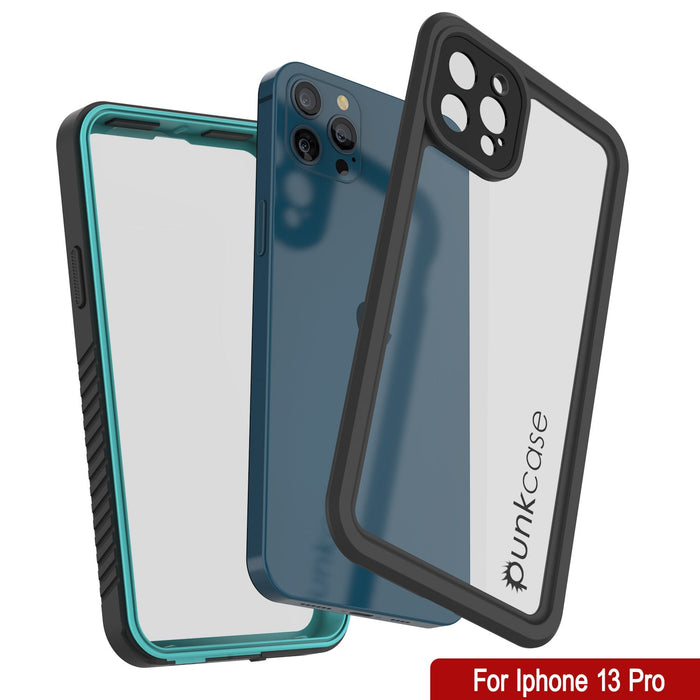 iPhone 13 Pro  Waterproof Case, Punkcase [Extreme Series] Armor Cover W/ Built In Screen Protector [Teal] (Color in image: Light Blue)