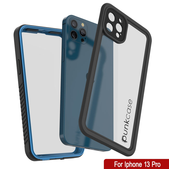 iPhone 13 Pro  Waterproof Case, Punkcase [Extreme Series] Armor Cover W/ Built In Screen Protector [Light Blue] (Color in image: White)