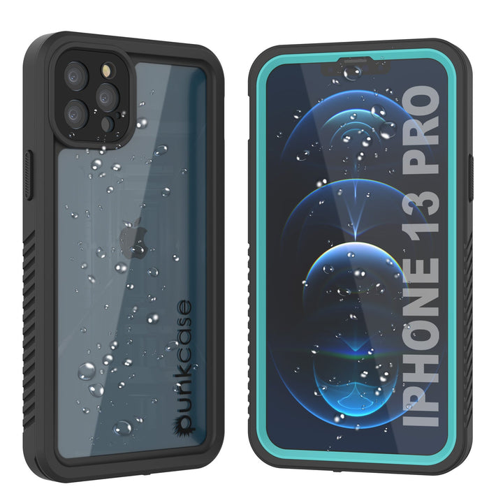 iPhone 13 Pro  Waterproof Case, Punkcase [Extreme Series] Armor Cover W/ Built In Screen Protector [Teal] (Color in image: Teal)