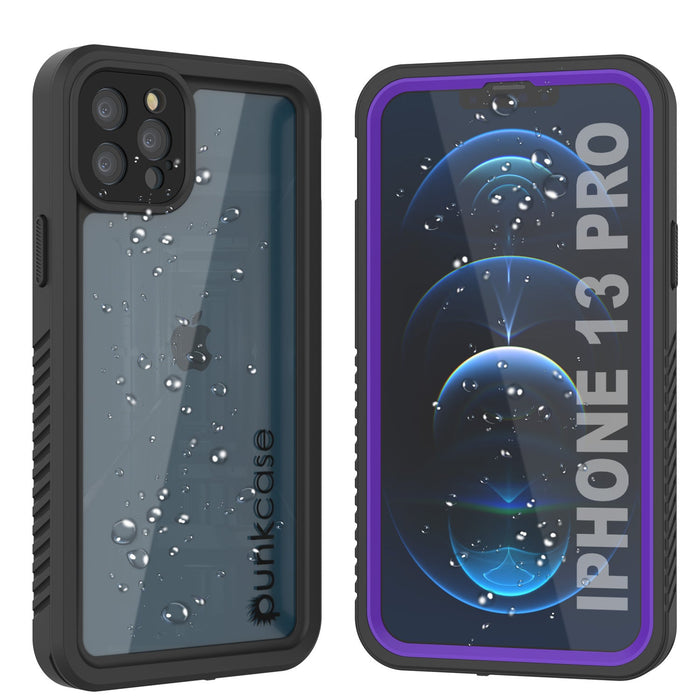 iPhone 13 Pro  Waterproof Case, Punkcase [Extreme Series] Armor Cover W/ Built In Screen Protector [Purple] (Color in image: Purple)