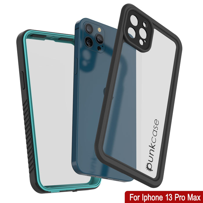 iPhone 13 Pro Max  Waterproof Case, Punkcase [Extreme Series] Armor Cover W/ Built In Screen Protector [Teal] (Color in image: Light Blue)