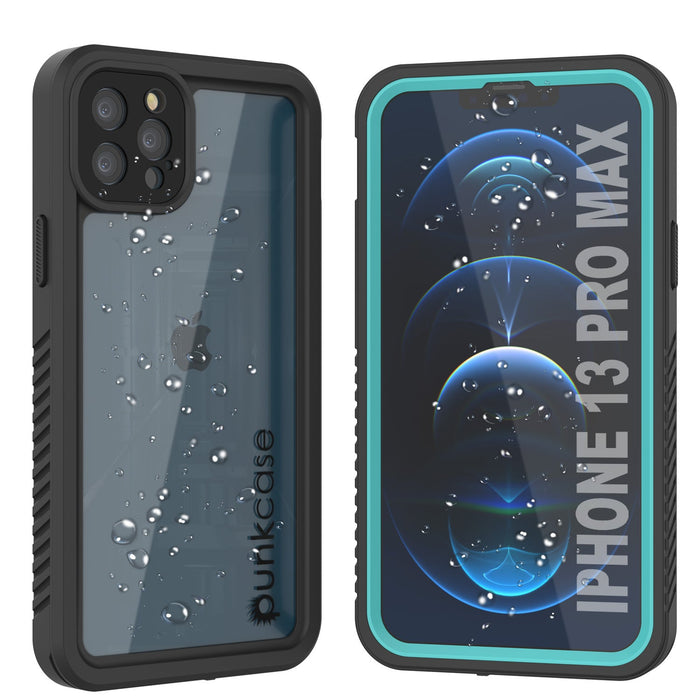 iPhone 13 Pro Max  Waterproof Case, Punkcase [Extreme Series] Armor Cover W/ Built In Screen Protector [Teal] (Color in image: Teal)