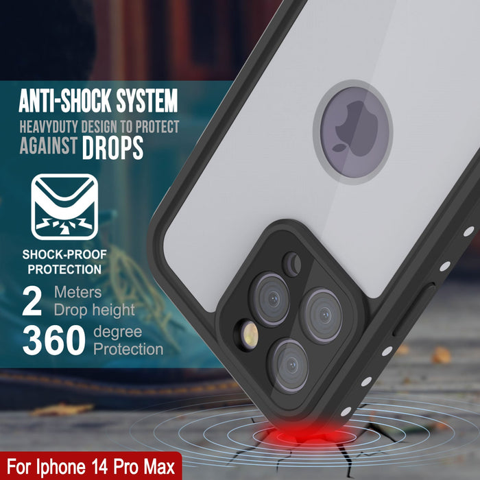 iPhone 14 Pro Max Waterproof IP68 Case, Punkcase [White] [StudStar Series] [Slim Fit] [Dirtproof]