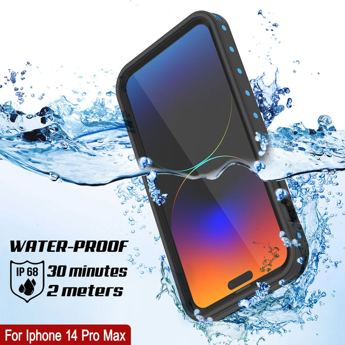 iPhone 14 Pro Max Waterproof IP68 Case, Punkcase [Light blue] [StudStar Series] [Slim Fit] [Dirtproof]