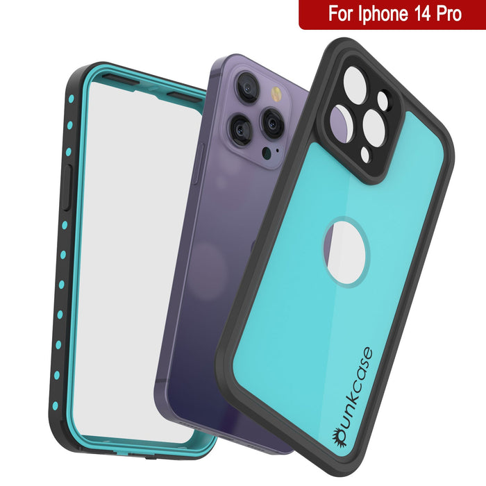 iPhone 14 Pro Waterproof IP68 Case, Punkcase [Teal] [StudStar Series] [Slim Fit]