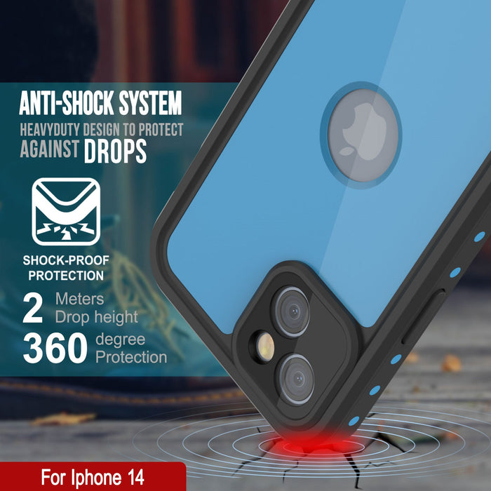 iPhone 14 Waterproof IP68 Case, Punkcase [Light blue] [StudStar Series] [Slim Fit] [Dirtproof]