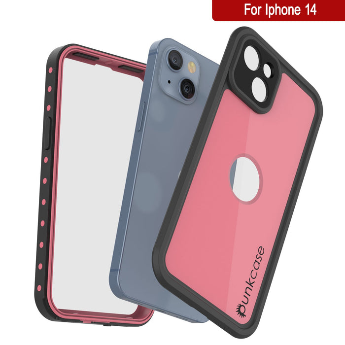 iPhone 14 Waterproof IP68 Case, Punkcase [Pink] [StudStar Series] [Slim Fit] [Dirtproof]