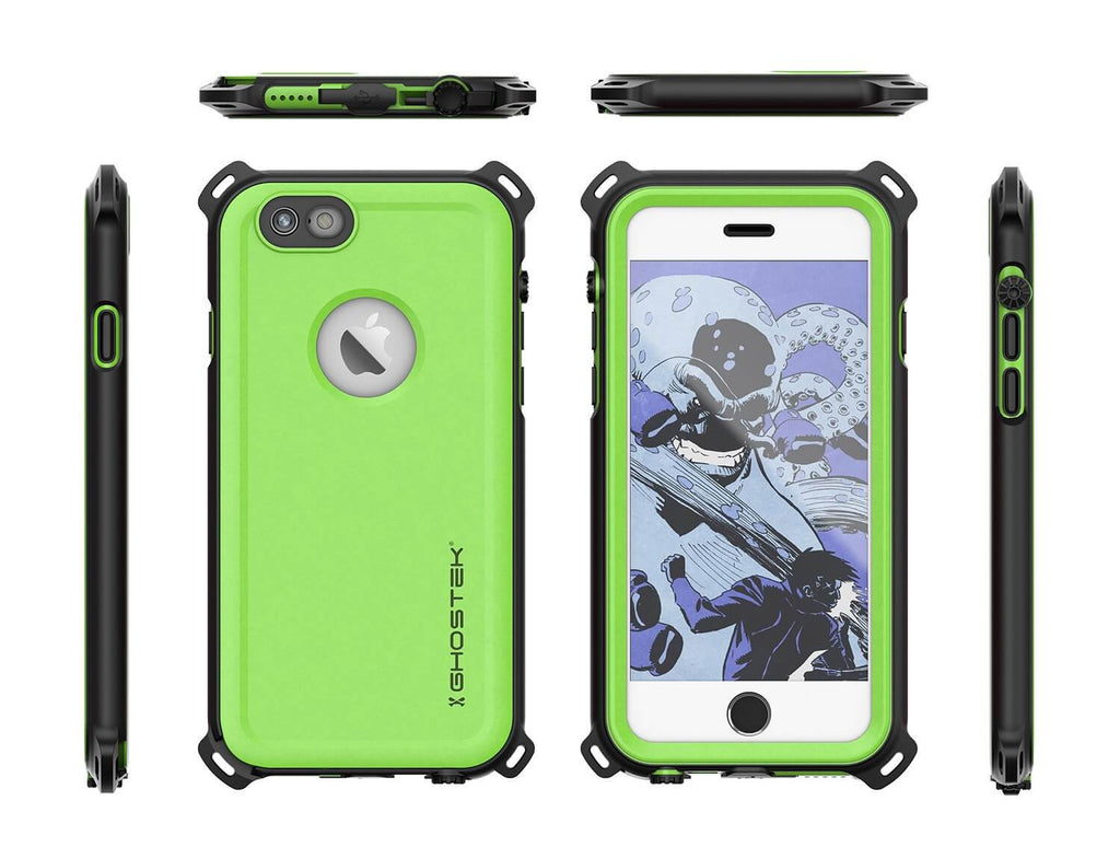 iPhone 6S/6 Waterproof Case, Ghostek® Nautical Green Series| Underwater | Aluminum Frame | Ultra Fit (Color in image: Black)