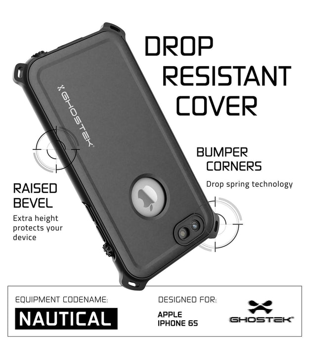 iPhone 6S/6 Waterproof Case, Ghostek® Nautical Black Series| Underwater | Aluminum Frame | Ultra Fit (Color in image: Green)