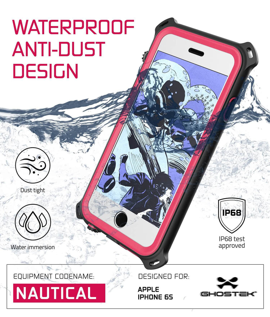 iPhone 6S/6 Waterproof Case, Ghostek® Nautical Pink Series| Underwater | Aluminum Frame | Ultra Fit (Color in image: Green)