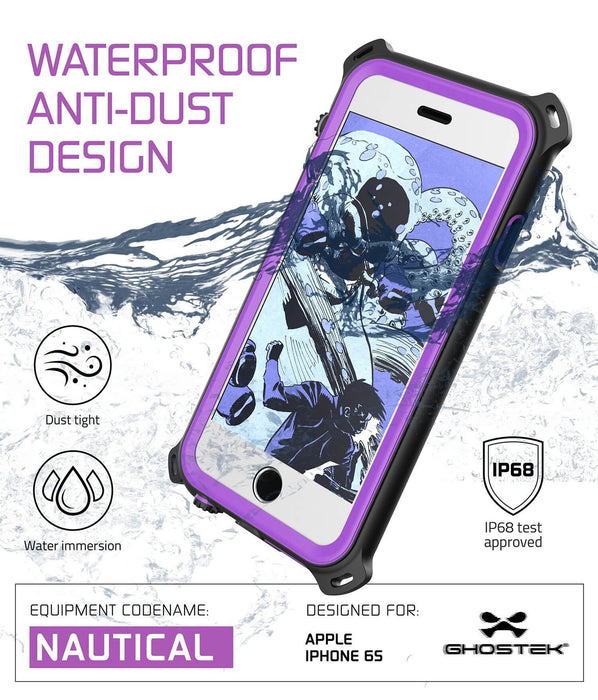 iPhone 6S/6 Waterproof Case, Ghostek® Nautical Purple Series| Underwater | Aluminum Frame (Color in image: Green)