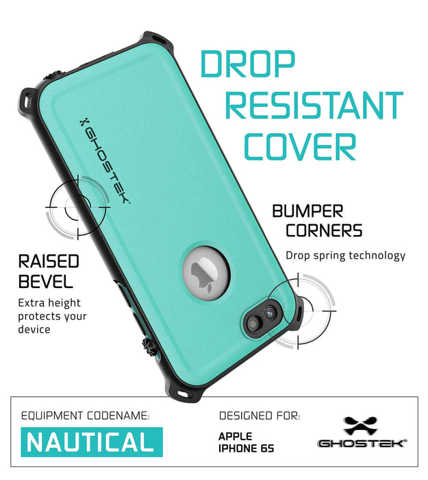 iPhone 6S/6 Waterproof Case, Ghostek® Nautical Teal Series| Underwater | Aluminum Frame | Ultra Fit (Color in image: Green)