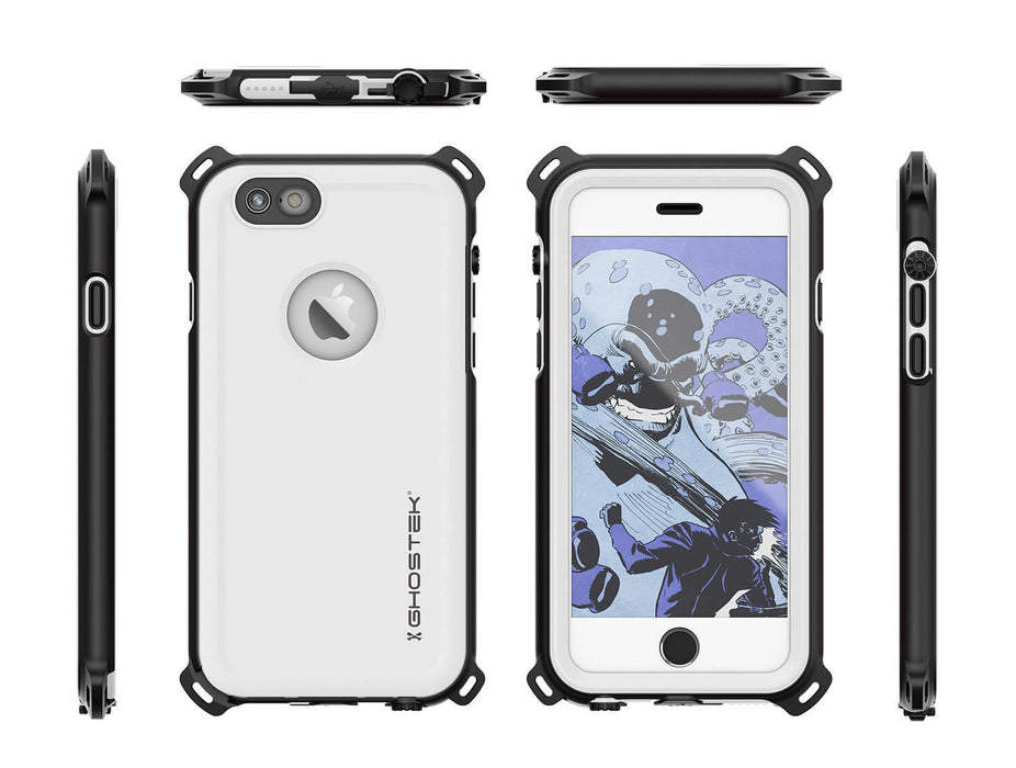 iPhone 6S/6 Waterproof Case, Ghostek® Nautical White Series| Underwater | Aluminum Frame | Ultra Fit (Color in image: Black)