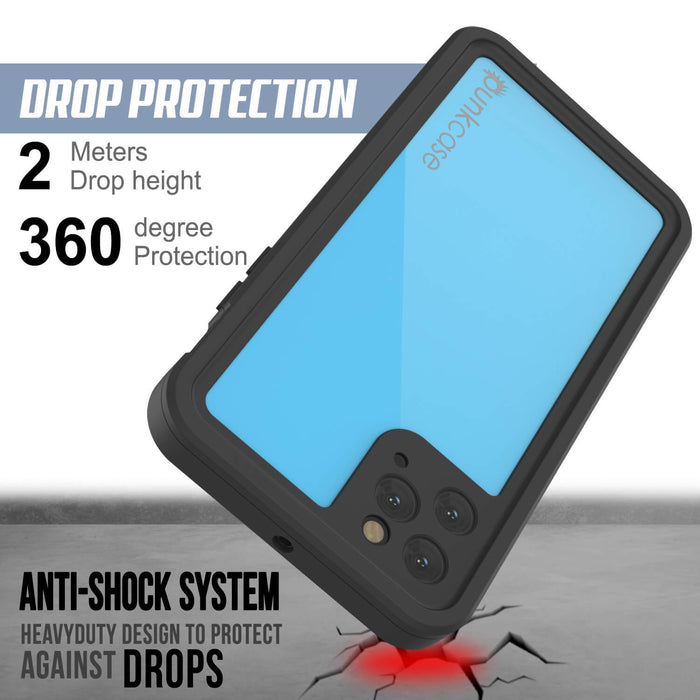 iPhone 11 Pro Max Waterproof IP68 Case, Punkcase [Light blue] [StudStar Series] [Slim Fit] [Dirtproof] (Color in image: white)