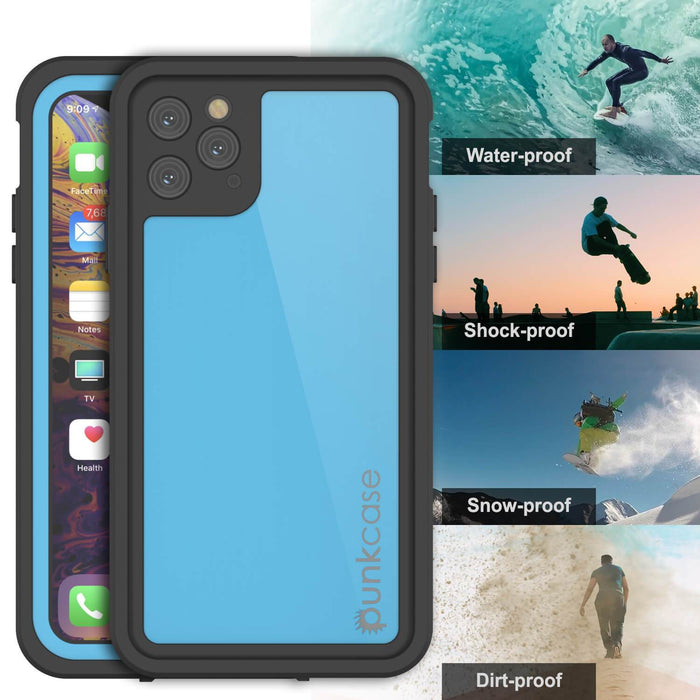 iPhone 11 Pro Max Waterproof IP68 Case, Punkcase [Light blue] [StudStar Series] [Slim Fit] [Dirtproof] (Color in image: red)