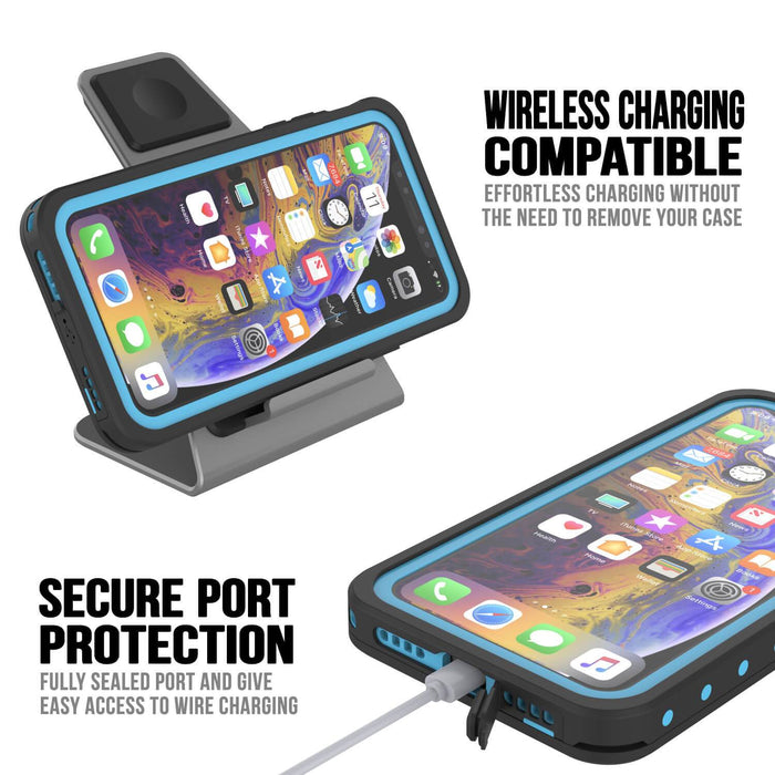 iPhone 11 Pro Max Waterproof IP68 Case, Punkcase [Light blue] [StudStar Series] [Slim Fit] [Dirtproof] (Color in image: Clear.)