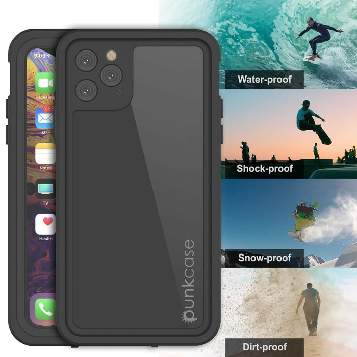 iPhone 11 Pro Waterproof IP68 Case, Punkcase [Black] [StudStar Series] [Slim Fit] (Color in image: red)