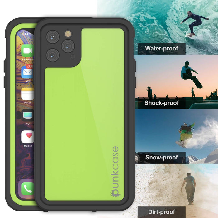 iPhone 11 Pro Max Waterproof IP68 Case, Punkcase [Light green] [StudStar Series] [Slim Fit] [Dirtproof] (Color in image: black)
