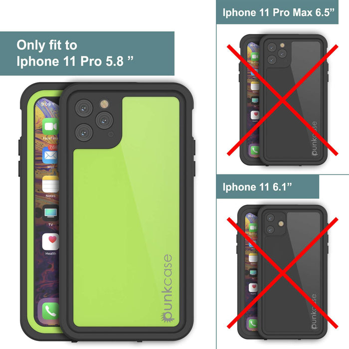 iPhone 11 Pro Max Waterproof IP68 Case, Punkcase [Light green] [StudStar Series] [Slim Fit] [Dirtproof] (Color in image: Clear.)