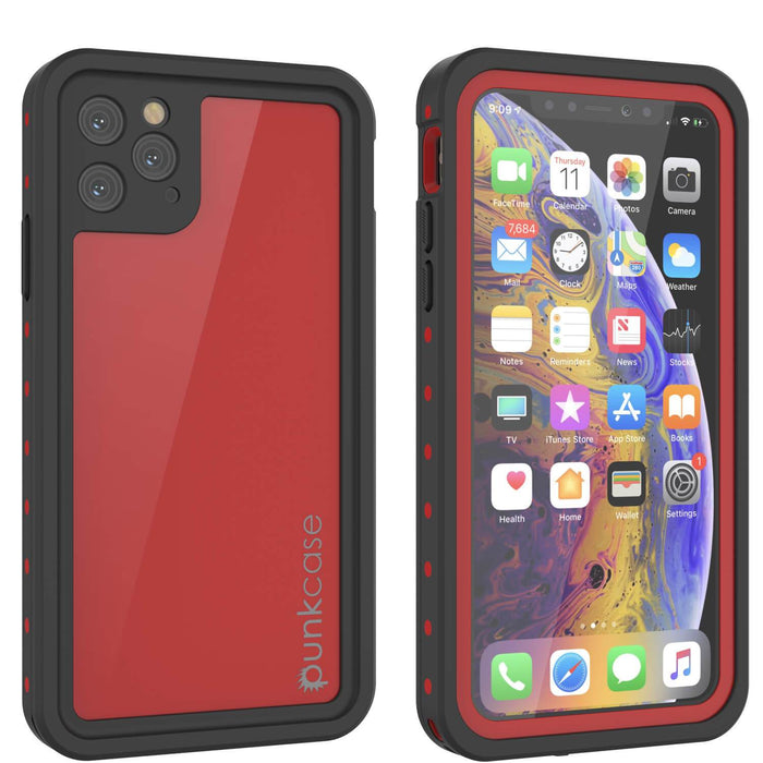 iPhone 11 Pro Max Waterproof IP68 Case, Punkcase [Red] [StudStar Series] [Slim Fit] (Color in image: red)
