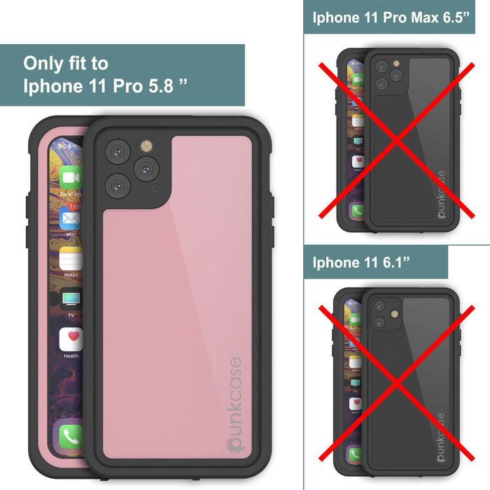 iPhone 11 Pro Waterproof IP68 Case, Punkcase [Pink] [StudStar Series] [Slim Fit] [Dirtproof] (Color in image: red)