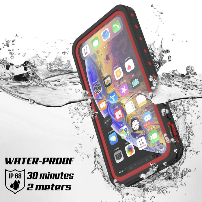 iPhone 11 Pro Max Waterproof IP68 Case, Punkcase [Red] [StudStar Series] [Slim Fit] (Color in image: white)