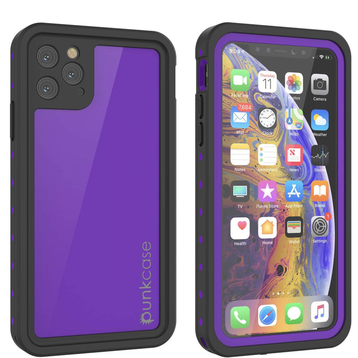 iPhone 11 Pro Max Waterproof IP68 Case, Punkcase [Purple] [StudStar Series] [Slim Fit] [Dirtproof] (Color in image: purple)