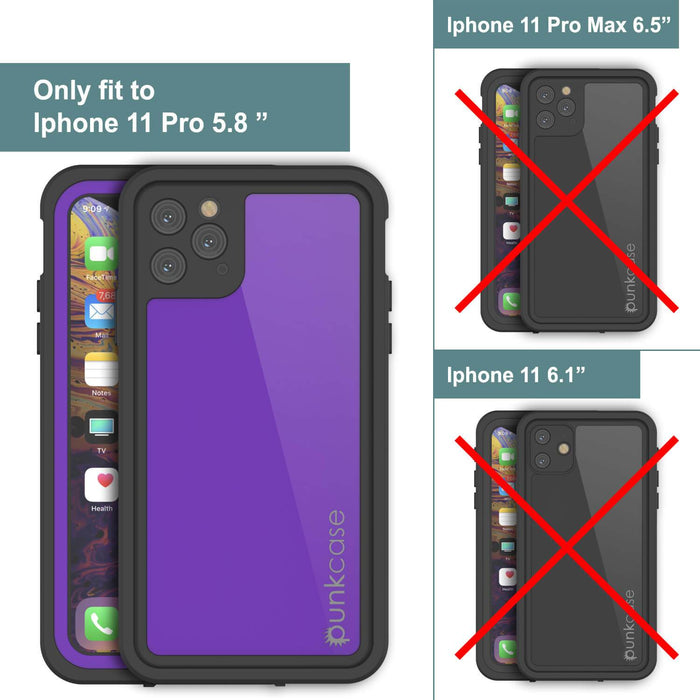 iPhone 11 Pro Max Waterproof IP68 Case, Punkcase [Purple] [StudStar Series] [Slim Fit] [Dirtproof] (Color in image: white)