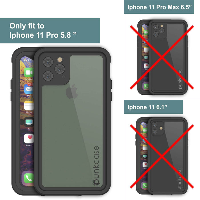 iPhone 11 Pro Waterproof IP68 Case, Punkcase [Clear] [StudStar Series] [Slim Fit] [Dirtproof] (Color in image: pink)