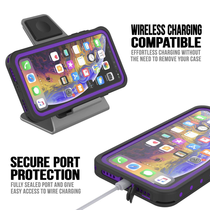 iPhone 11 Pro Max Waterproof IP68 Case, Punkcase [Purple] [StudStar Series] [Slim Fit] [Dirtproof] (Color in image: pink)