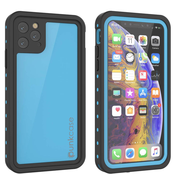 iPhone 11 Pro Max Waterproof IP68 Case, Punkcase [Light blue] [StudStar Series] [Slim Fit] [Dirtproof] (Color in image: light blue)