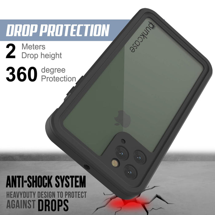 iPhone 11 Pro Max Waterproof IP68 Case, Punkcase [Clear] [StudStar Series] [Slim Fit] [Dirtproof] (Color in image: black)