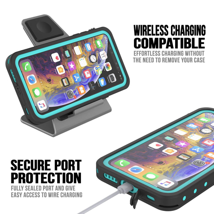 iPhone 11 Waterproof IP68 Case, Punkcase [Teal] [StudStar Series] [Slim Fit] (Color in image: black)