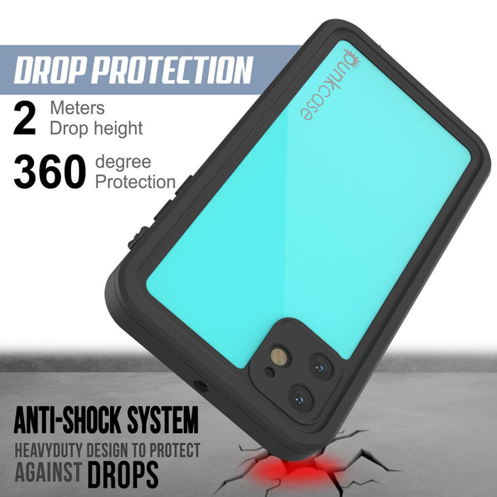iPhone 11 Waterproof IP68 Case, Punkcase [Teal] [StudStar Series] [Slim Fit] (Color in image: light blue)