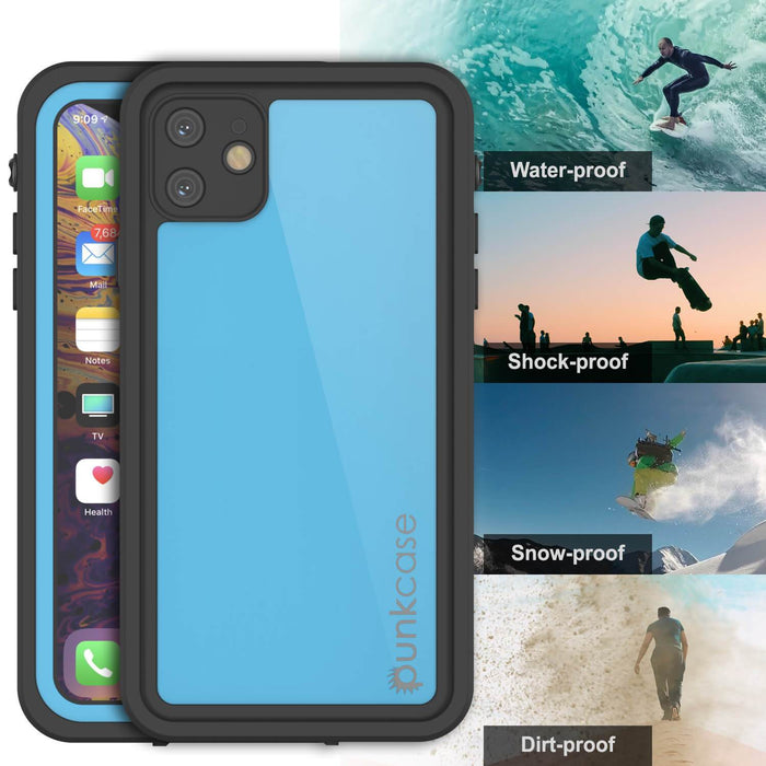iPhone 11 Waterproof IP68 Case, Punkcase [Light blue] [StudStar Series] [Slim Fit] [Dirtproof] (Color in image: red)