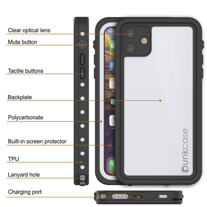iPhone 11 Waterproof IP68 Case, Punkcase [White] [StudStar Series] [Slim Fit] [Dirtproof] (Color in image: light green)
