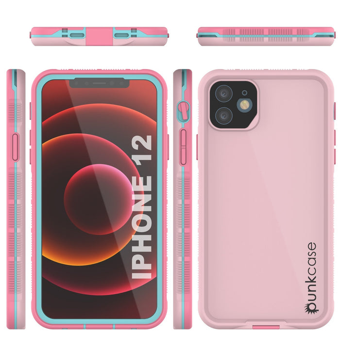 Punkcase iPhone 13 Waterproof Case [Aqua Series] Armor Cover [Pink] (Color in image: Teal)