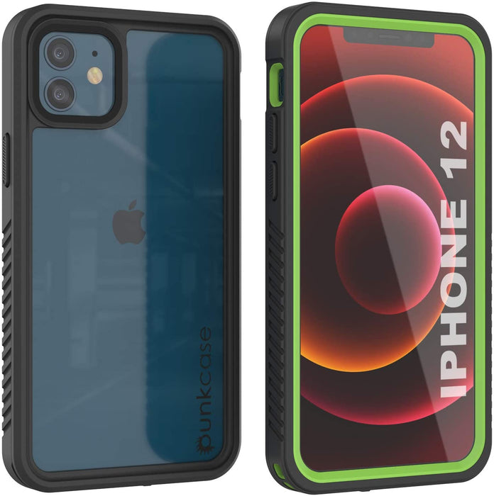 iPhone 12  Waterproof Case, Punkcase [Extreme Series] Armor Cover W/ Built In Screen Protector [Light Green] (Color in image: Red)