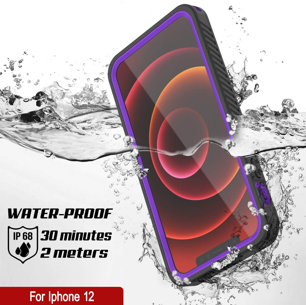 iPhone 12  Waterproof Case, Punkcase [Extreme Series] Armor Cover W/ Built In Screen Protector [Purple] (Color in image: Teal)
