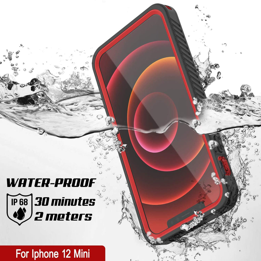 iPhone 12 Mini Waterproof Case, Punkcase [Extreme Series] Armor Cover W/ Built In Screen Protector [Red] (Color in image: Light Green)