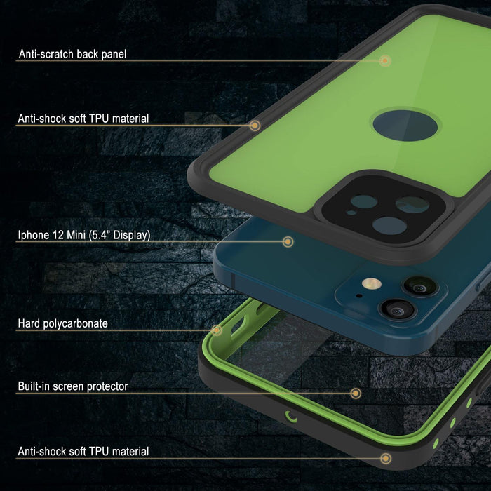 iPhone 12 Mini Waterproof IP68 Case, Punkcase [Light green] [StudStar Series] [Slim Fit] [Dirtproof] (Color in image: Pink)