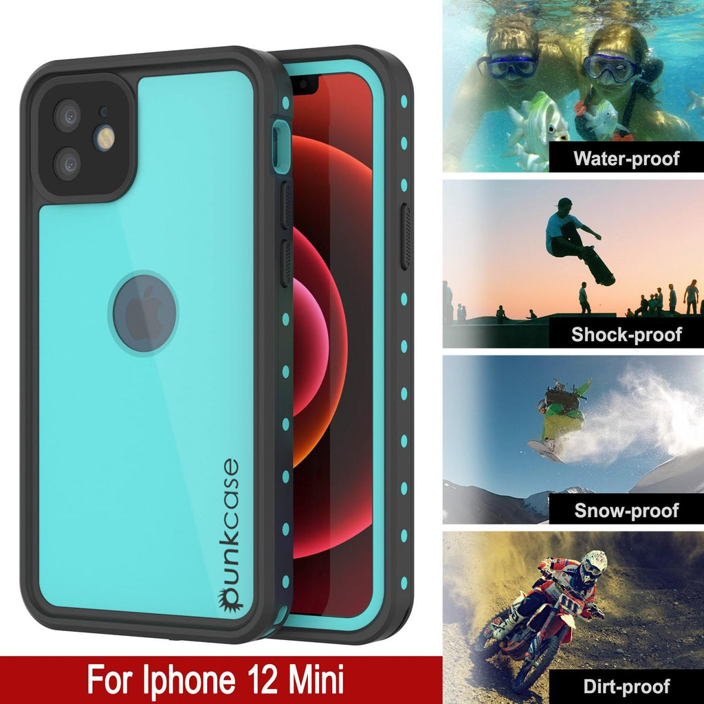 iPhone 12 Mini Waterproof IP68 Case, Punkcase [Teal] [StudStar Series] [Slim Fit] (Color in image: Purple)